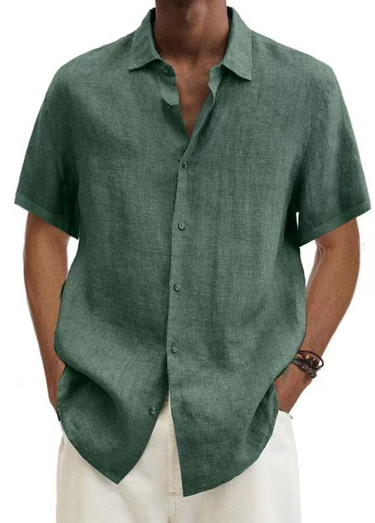 Men's Simple Solid Color Casual Short Sleeve Shirt
