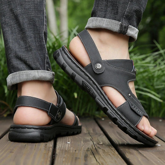Men's Premium Leather Two-Way Sandals - Orthopedic Walking Shoes