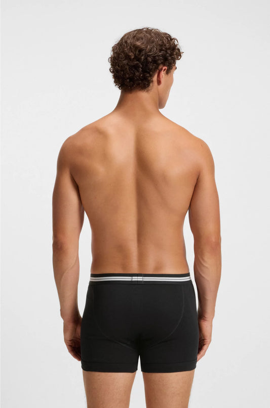 BUTTON-FLY COTTON TRUNKS WITH LOGO WAISTBAND