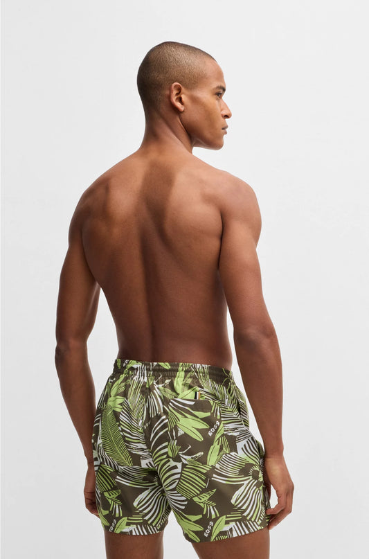 LOGO-BADGE SWIM SHORTS WITH ALL-OVER PRINT