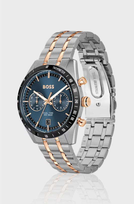 TOURMASTER BLUE-DIAL WATCH WITH TWO-TONE BRACELET