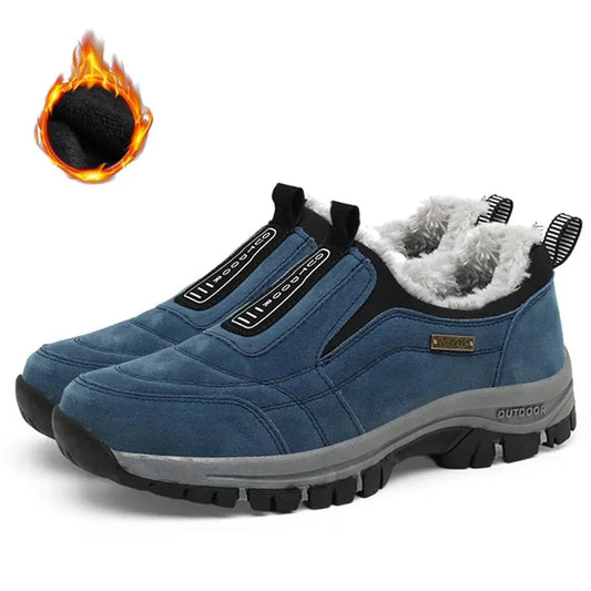 Men's Orthopedic Slip-On Winter Walking Shoes - Fleece-Lined, Waterproof & Anti-Slip Rubber Sole
