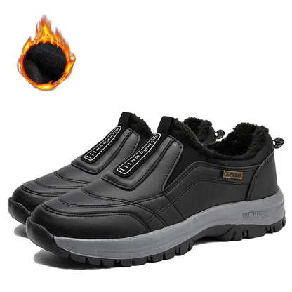 Men's Orthopedic Slip-On Winter Walking Shoes - Fleece-Lined, Waterproof & Anti-Slip Rubber Sole
