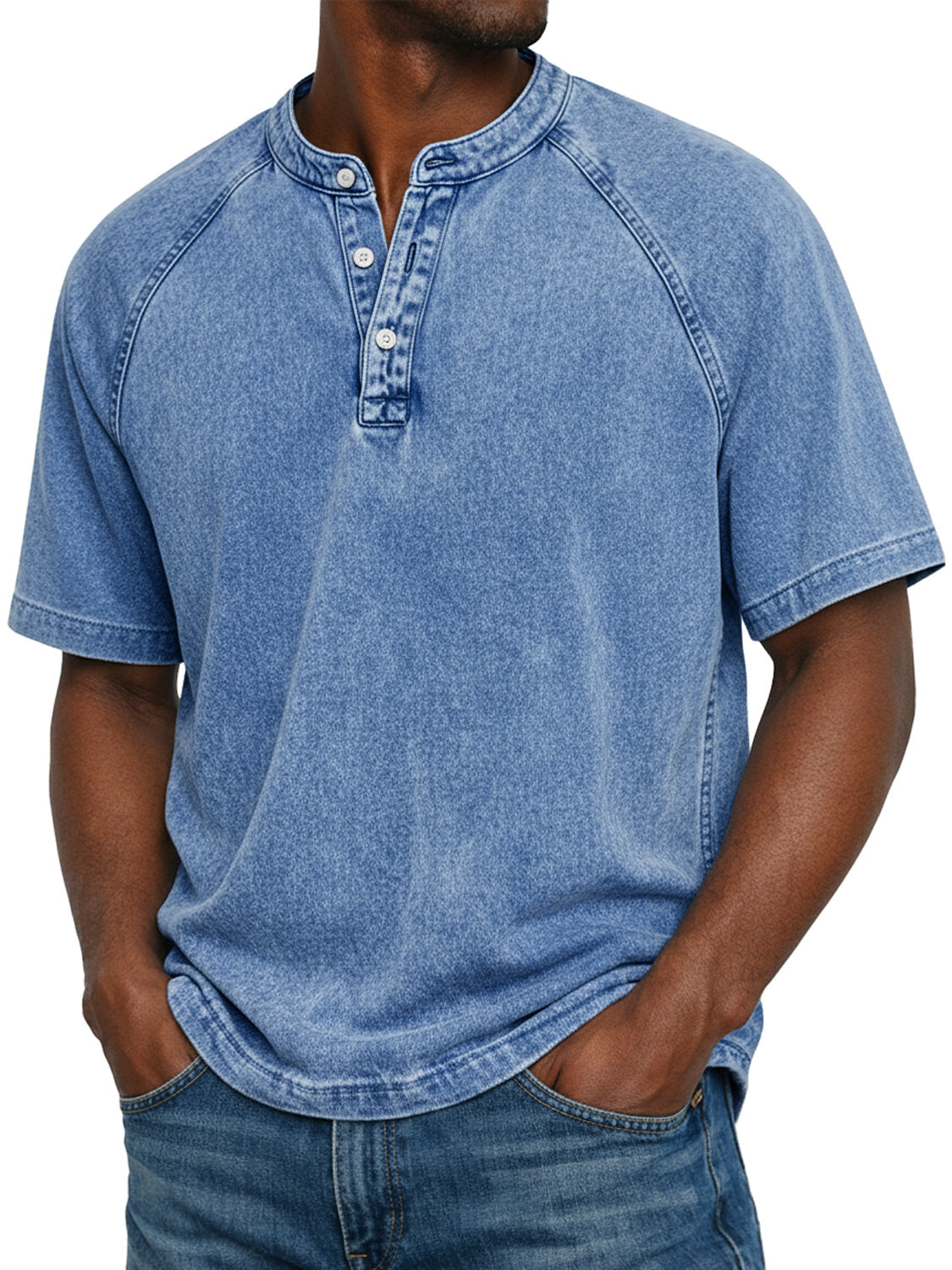 Men's Vintage Raglan Short-sleeved Henley Shirt