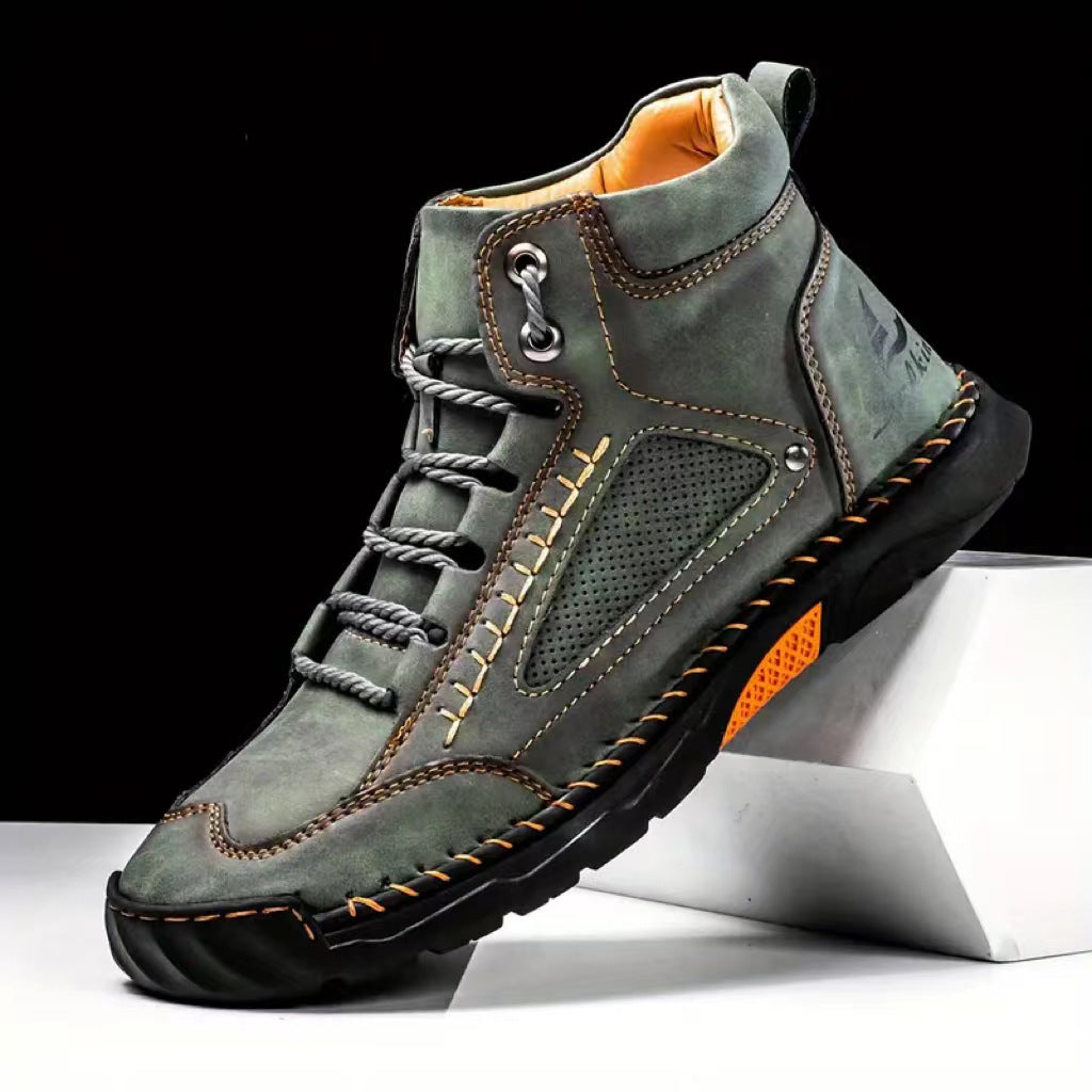 ⚡Men's Comfortable Handmade Leather Boots – Waterproof, Arch Support, Pressure Relief, Spacious Toe Box Outdoor Leather Shoes