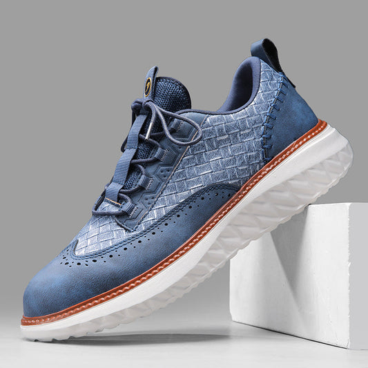 Men’s Comfortable Lace-Up Brogue Sneakers – Ultra-Lightweight & Breathable Woven Upper, Arch Support, Wide-Toe Fit, Shock-Absorbing Sole for All-Day Comfort