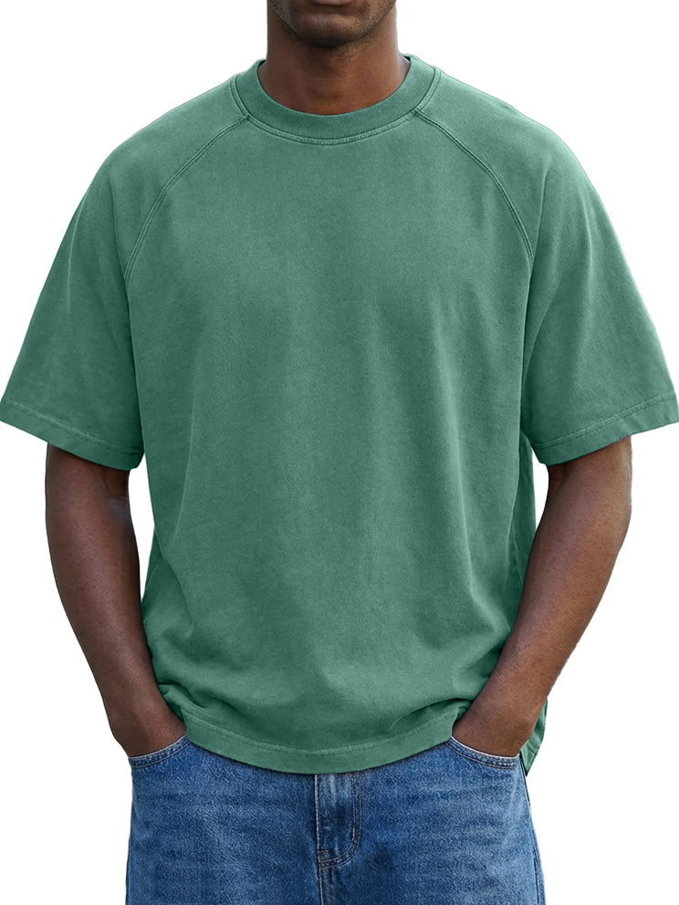 Men's Vintage Washed Raglan Sleeve Crew Neck T-Shirt