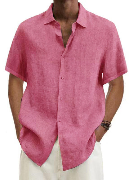Men's Simple Solid Color Casual Short Sleeve Shirt