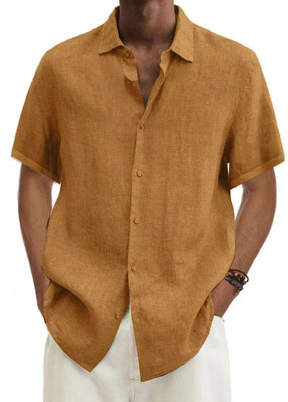 Men's Simple Solid Color Casual Short Sleeve Shirt