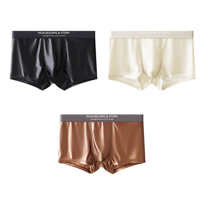 Elegant Silk Men's Ice Silk Underwear Mulberry Silk Antimicrobial Men's Boxer Briefs