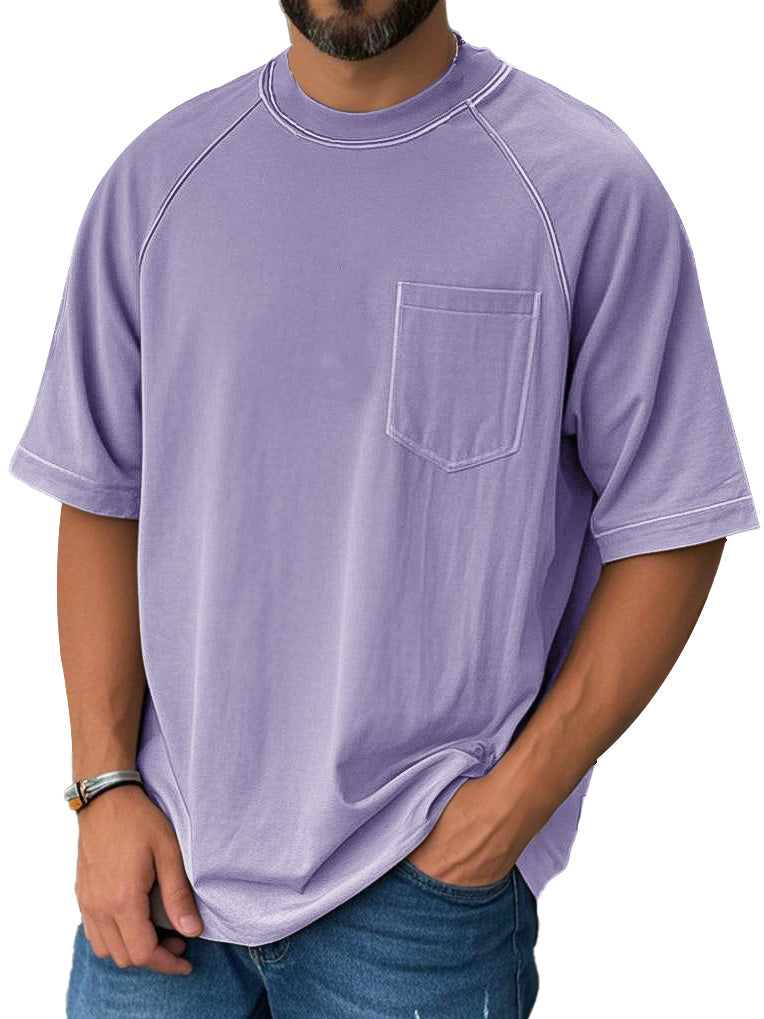 Men's Fashion Casual Raglan Pocket Short Sleeve T-Shirt