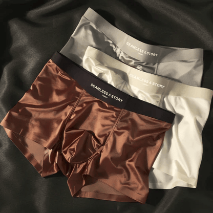 Elegant Silk Men's Ice Silk Underwear Mulberry Silk Antimicrobial Men's Boxer Briefs