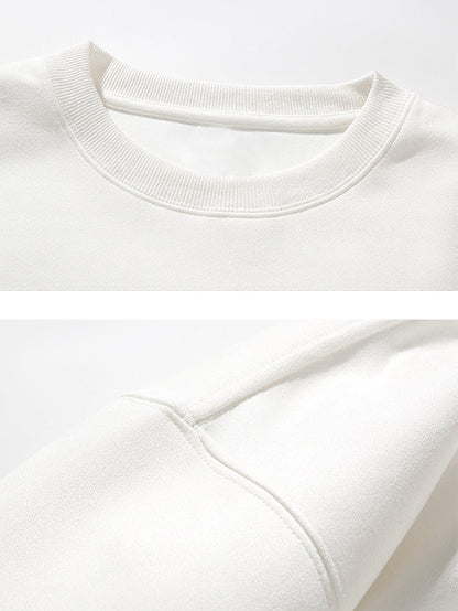 Men's Solid Color Comfort Suede Long Sleeve Crew Neck T-Shirt