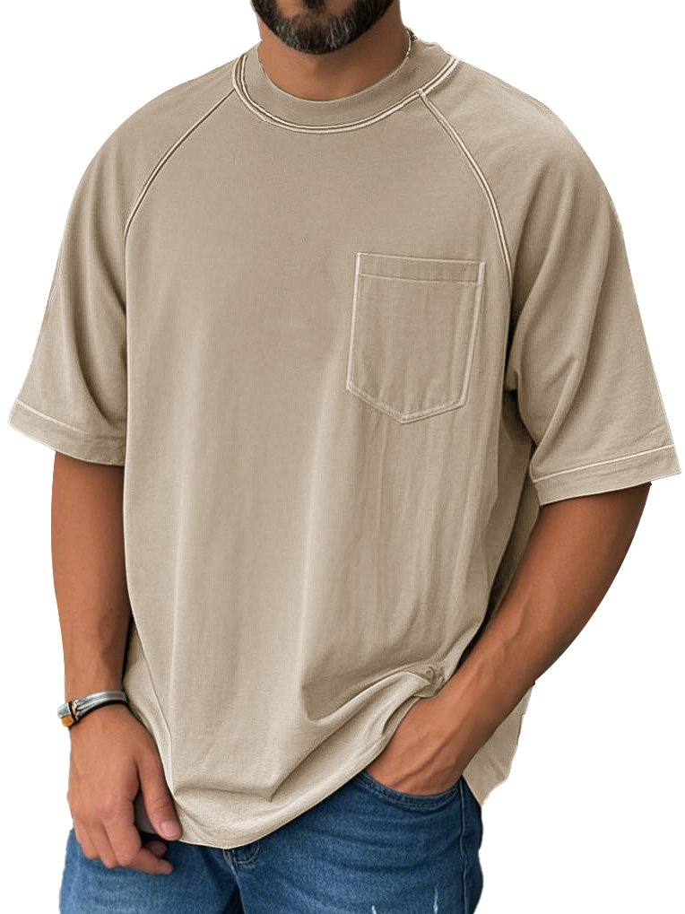 Men's Fashion Casual Raglan Pocket Short Sleeve T-Shirt