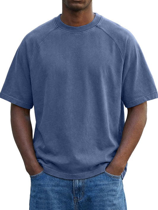 Men's Vintage Washed Raglan Sleeve Crew Neck T-Shirt