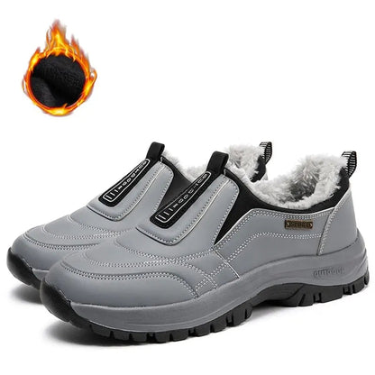 Men's Orthopedic Slip-On Winter Walking Shoes - Fleece-Lined, Waterproof & Anti-Slip Rubber Sole