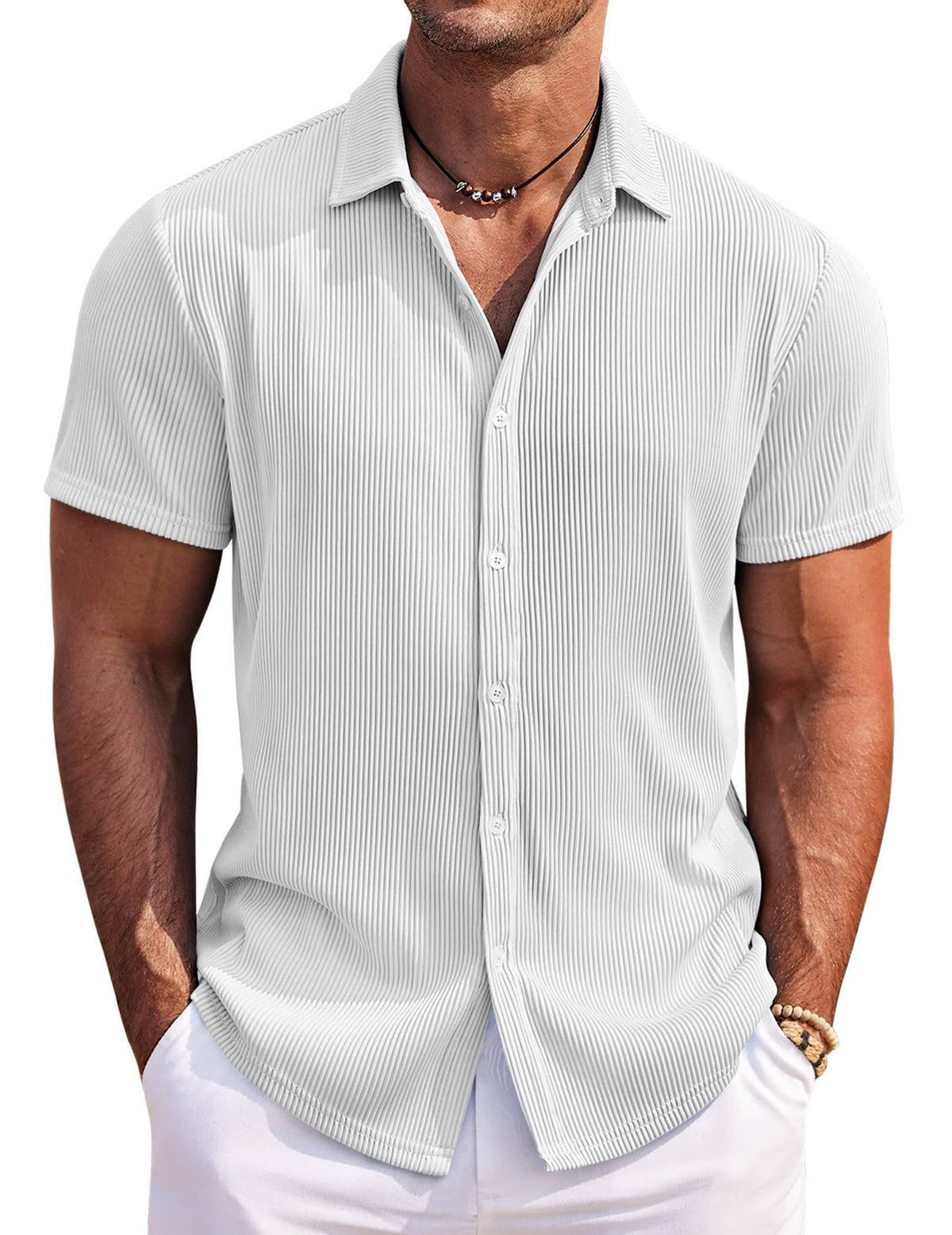 Men's Solid Color Comfortable Pit Short Sleeve Shirt