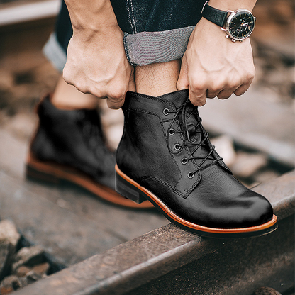 Men's Genuine Leather Waterproof Vintage Casual Polo Boots