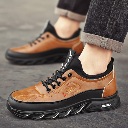 Men's Casual Fashion Orthopedic Hiking Shoes – Anti-Puncture, Anti-Collision, Non-Slip Arch Support  Leather Outdoor Sports Shoes for All-Terrain Performance