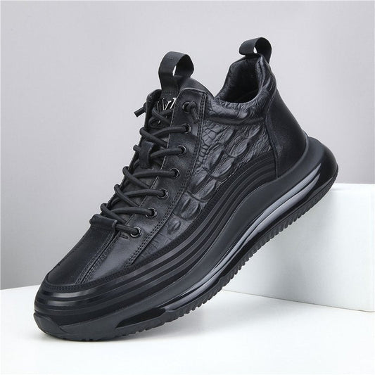 Men’s Casual Cowhide Leather Air Cushion Shoes – Comfortable Everyday Walking Sneakers