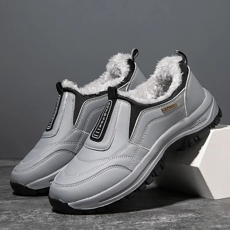 Men's Orthopedic Slip-On Winter Walking Shoes - Fleece-Lined, Waterproof & Anti-Slip Rubber Sole