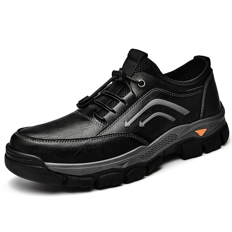 Men's handmade genuine leather drawstring slip-on orthopedic shoes