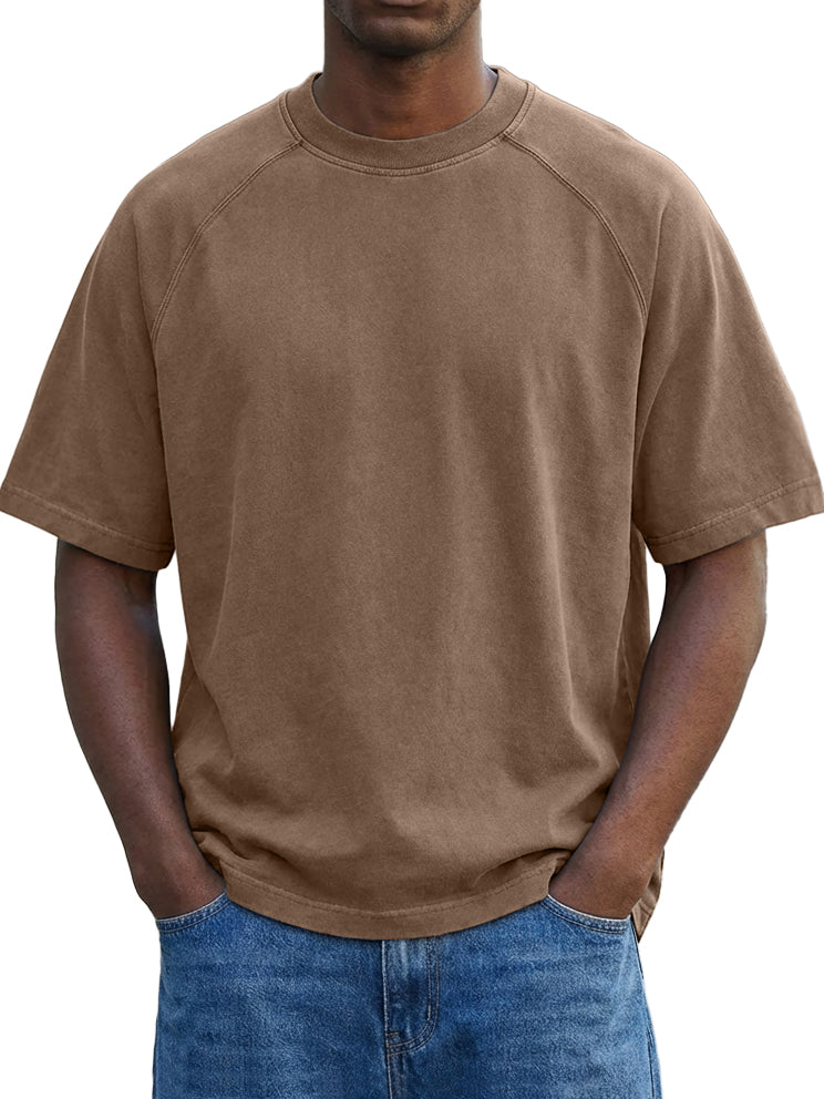 Men's Vintage Washed Raglan Sleeve Crew Neck T-Shirt