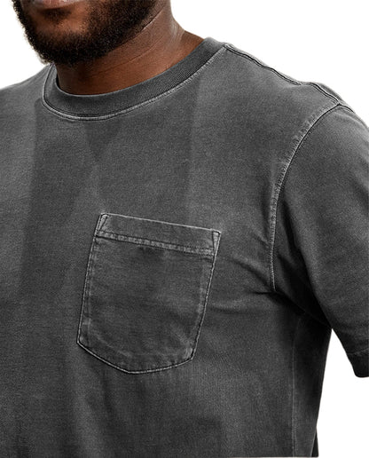 Men's Retro Distressed Washed Pocket Short-sleeved T-shirt