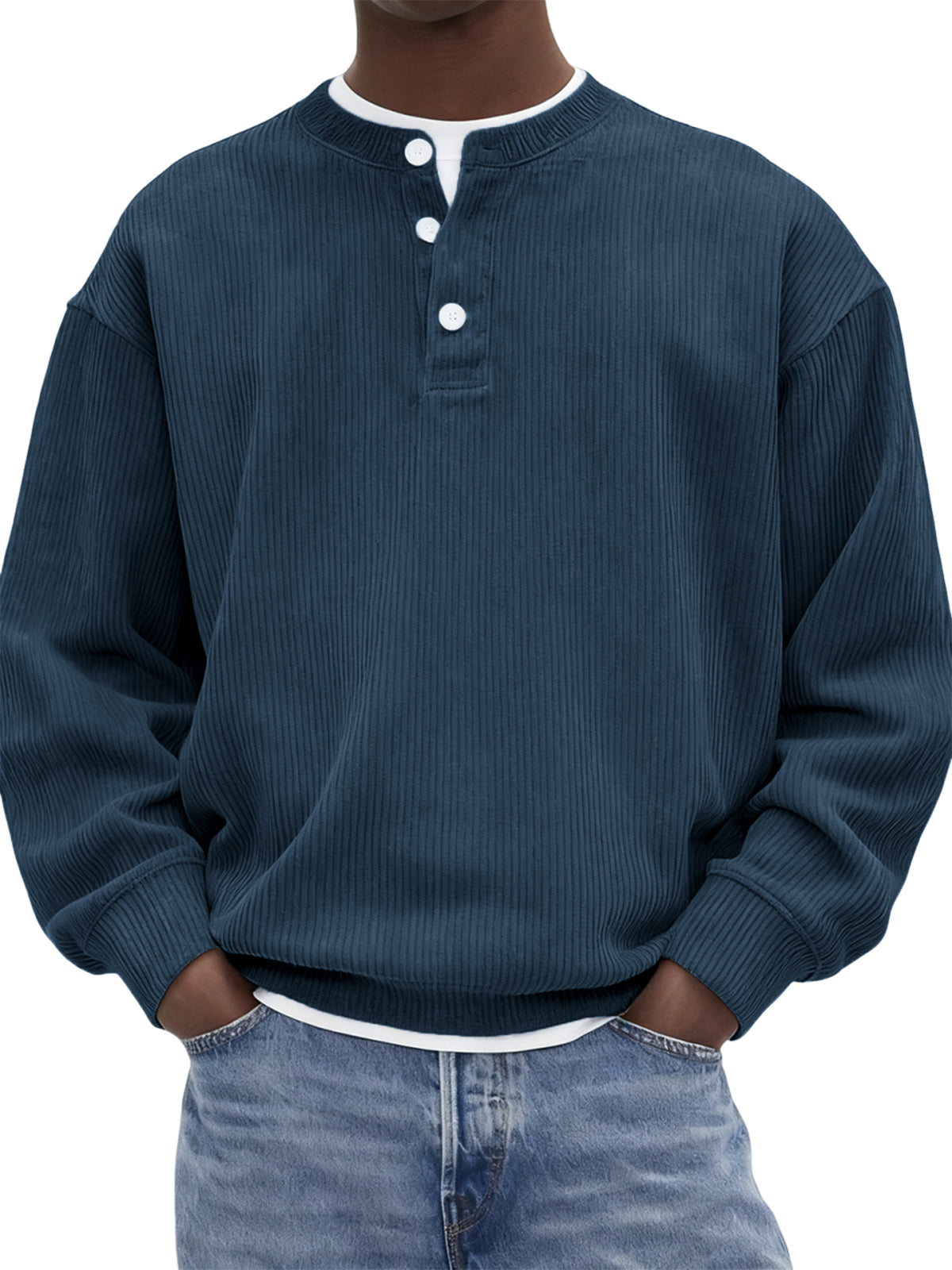 Men's Stylish Corduroy Ribbed Pullover Henley