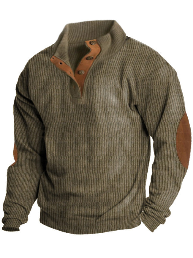 Men's Retro Casual Stand Collar Long Sleeve Sweatshirt