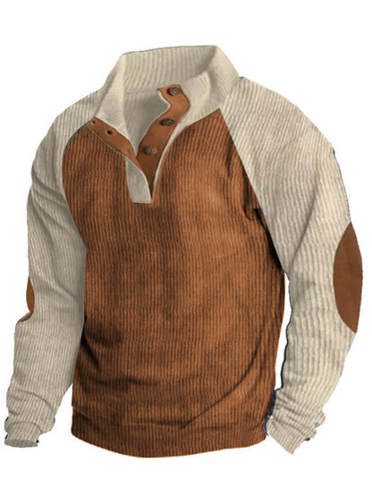 Men's Retro Casual Stand Collar Long Sleeve Sweatshirt
