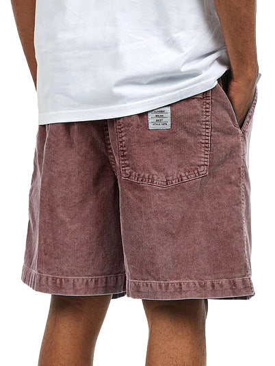 Men's Retro Distressed Corduroy Embroidered Logo Loose Stretch Waistband Pocket Shorts