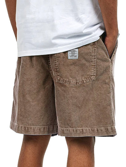 Men's Retro Distressed Corduroy Embroidered Logo Loose Stretch Waistband Pocket Shorts