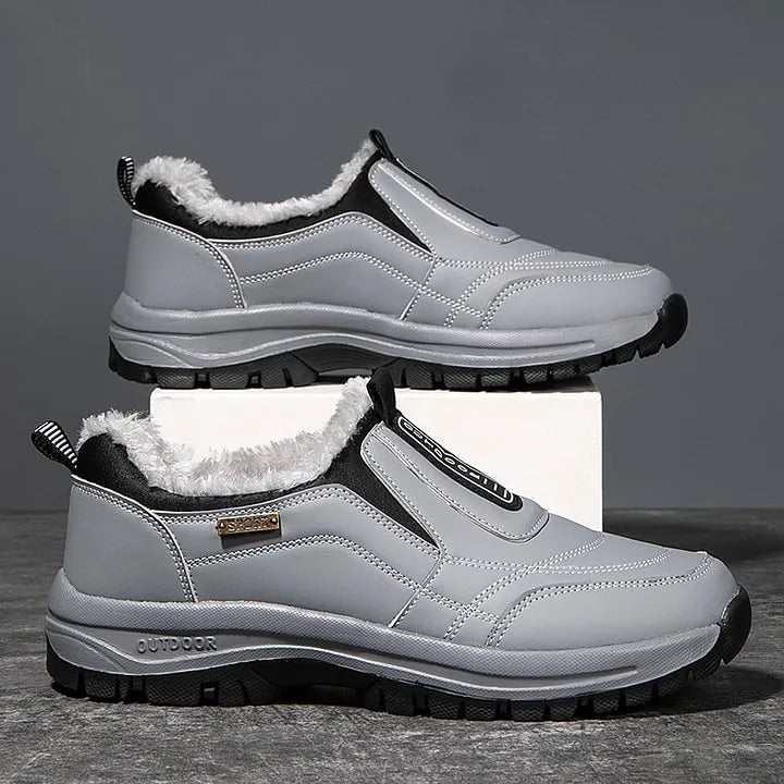 Men's Orthopedic Slip-On Winter Walking Shoes - Fleece-Lined, Waterproof & Anti-Slip Rubber Sole
