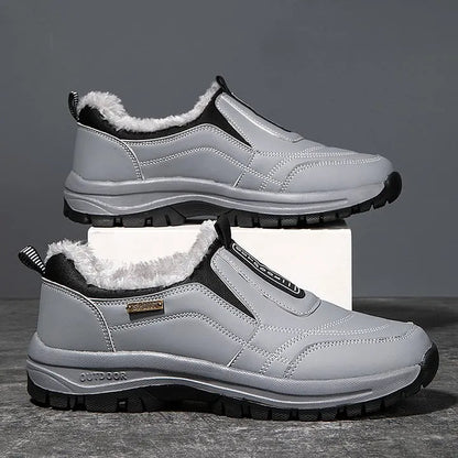 Men's Orthopedic Slip-On Winter Walking Shoes - Fleece-Lined, Waterproof & Anti-Slip Rubber Sole