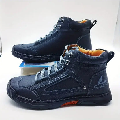 ⚡Men's Comfortable Handmade Leather Boots – Waterproof, Arch Support, Pressure Relief, Spacious Toe Box Outdoor Leather Shoes
