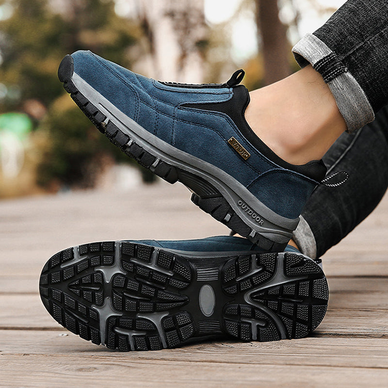 Men's Orthopedic Slip-On Winter Walking Shoes - Fleece-Lined, Waterproof & Anti-Slip Rubber Sole