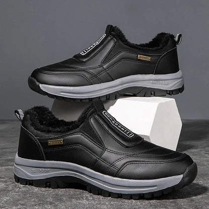 Men's Orthopedic Slip-On Winter Walking Shoes - Fleece-Lined, Waterproof & Anti-Slip Rubber Sole