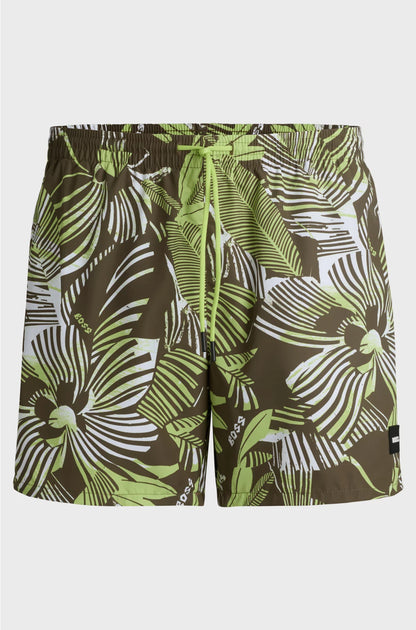 LOGO-BADGE SWIM SHORTS WITH ALL-OVER PRINT