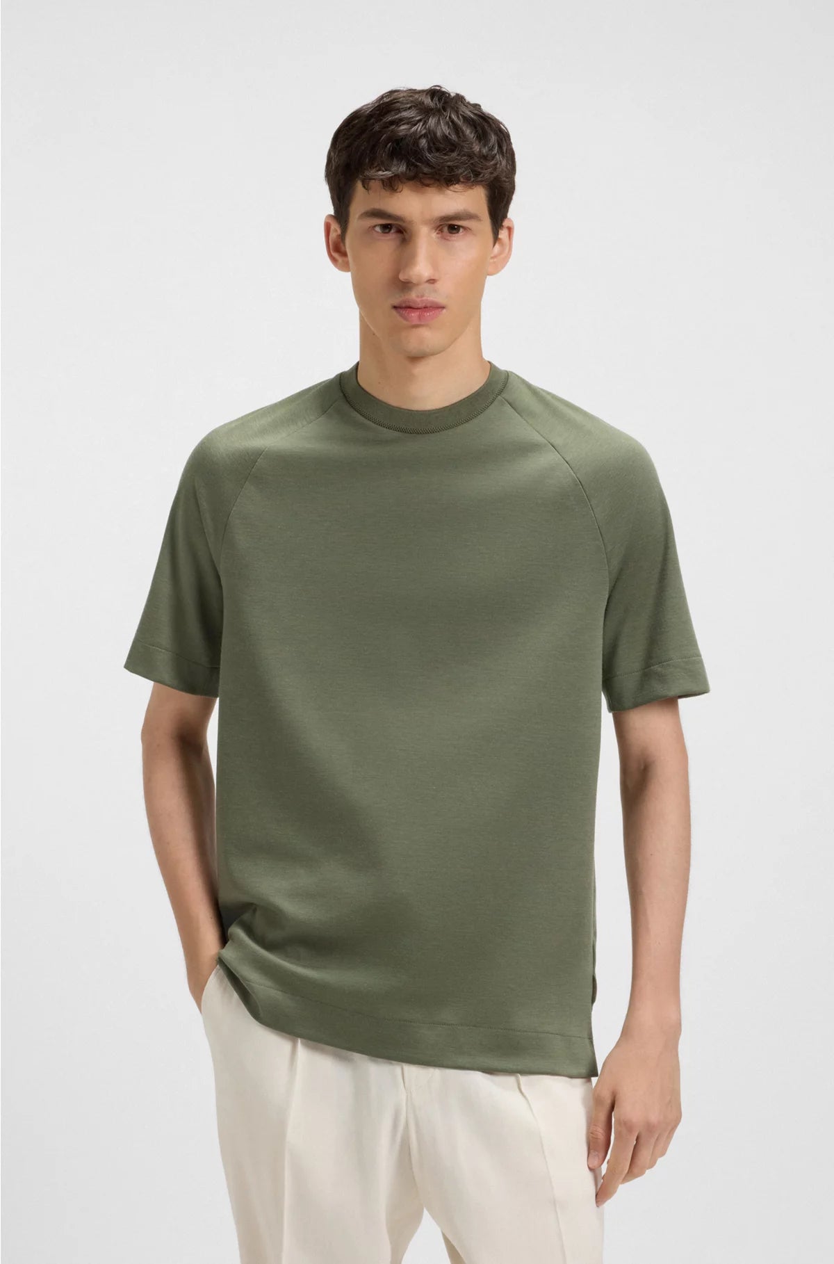 REGULAR-FIT T-SHIRT IN MERCERISED STRETCH FABRIC