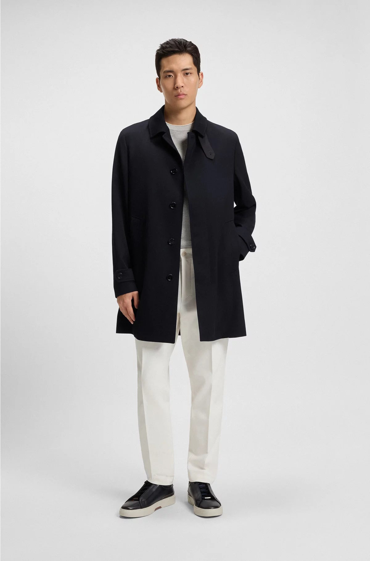 REGULAR-FIT WATER-REPELLENT COAT IN WOOL