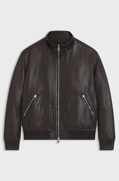 NAPPA-LEATHER JACKET WITH TWO-WAY ZIP