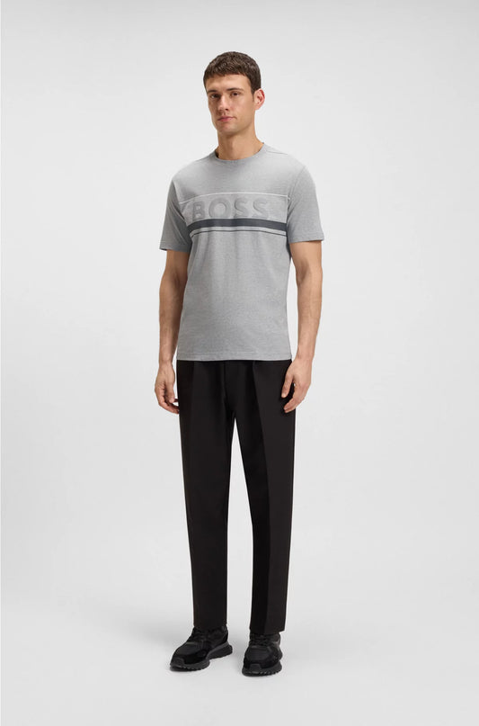 COTTON-JERSEY T-SHIRT WITH STRIPES AND LOGO
