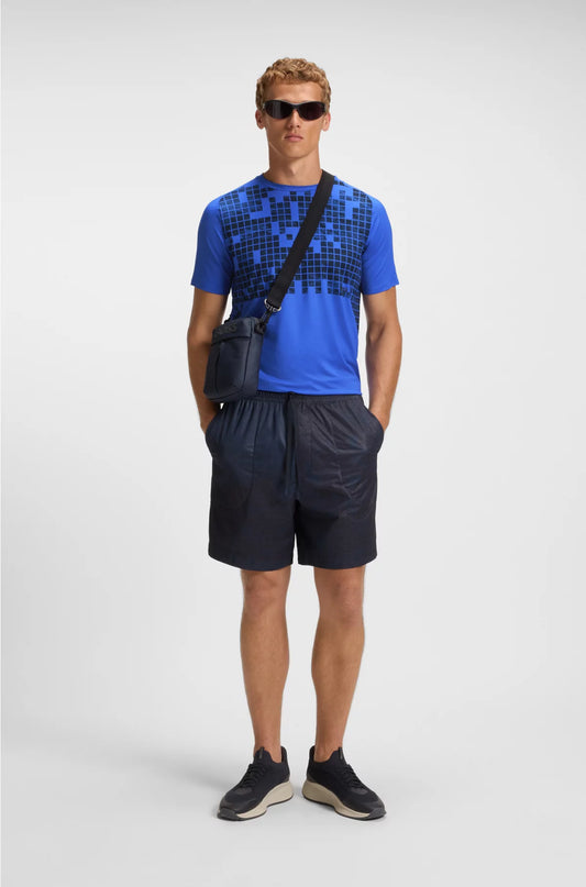 ACTIVE SLIM-FIT T-SHIRT IN PRINTED STRETCH MESH