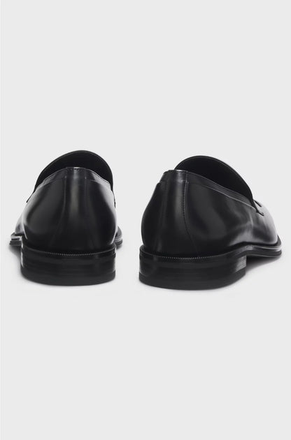 LEATHER LOAFERS WITH PENNY-STYLE TRIM