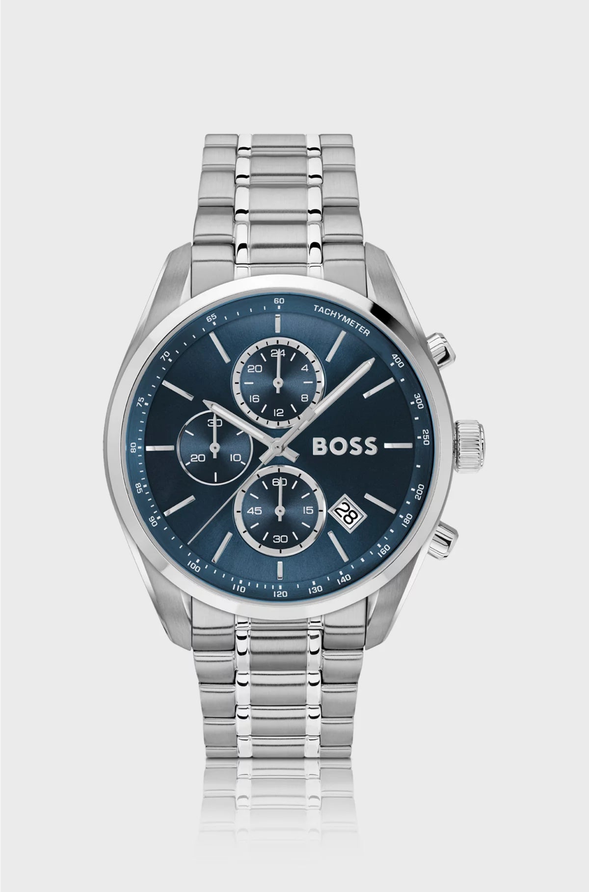 GRAND PRIX 44 SILVER-TONE CHRONOGRAPH WATCH WITH BLUE DIAL