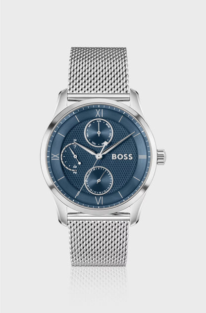 BLUE-DIAL WATCH WITH MESH BRACELET