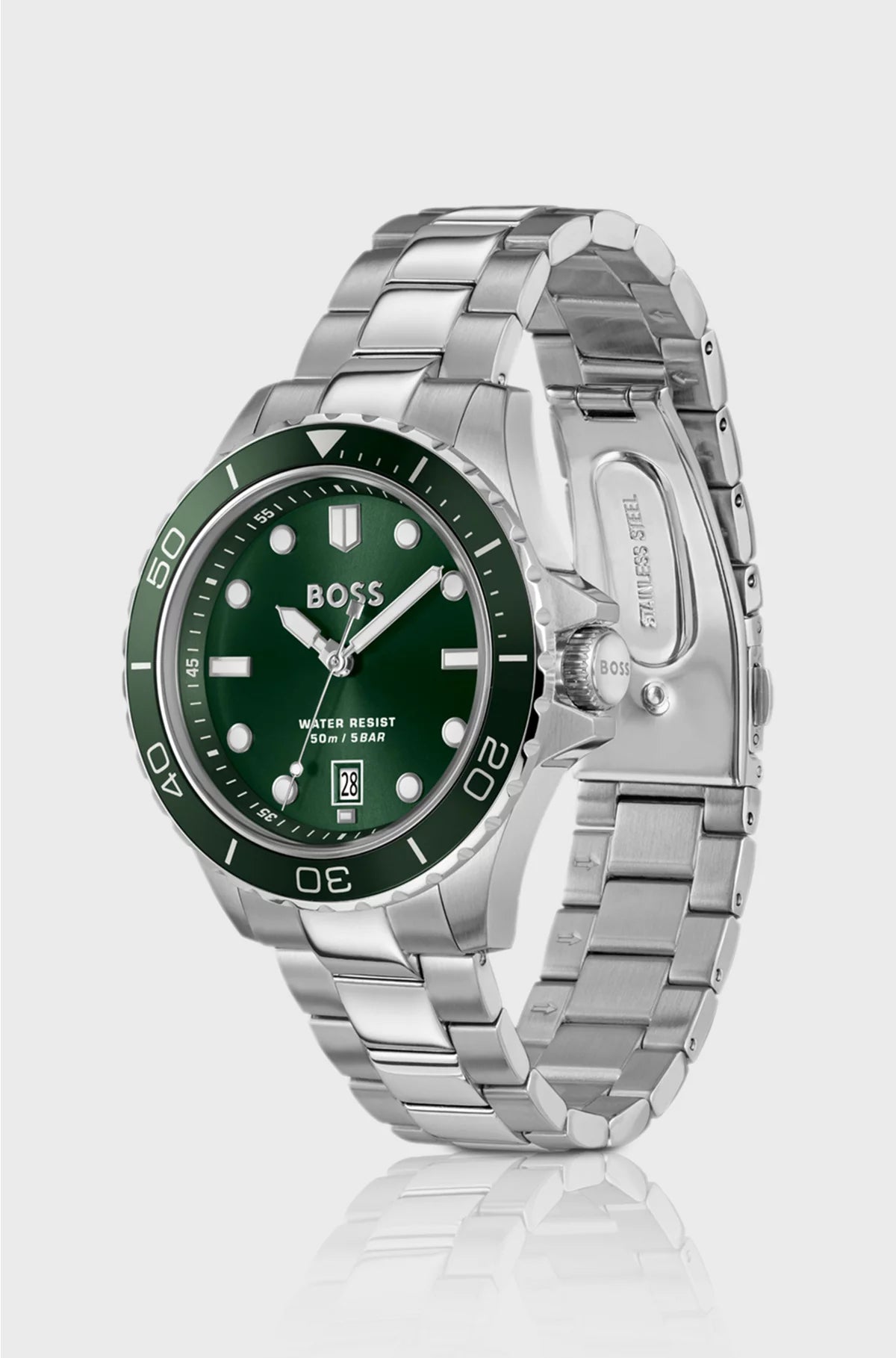 TROPER SPORT GREEN-DIAL WATCH WITH STEEL BRACELET