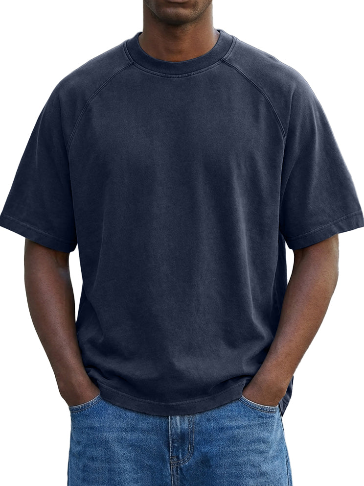 Men's Vintage Washed Raglan Sleeve Crew Neck T-Shirt