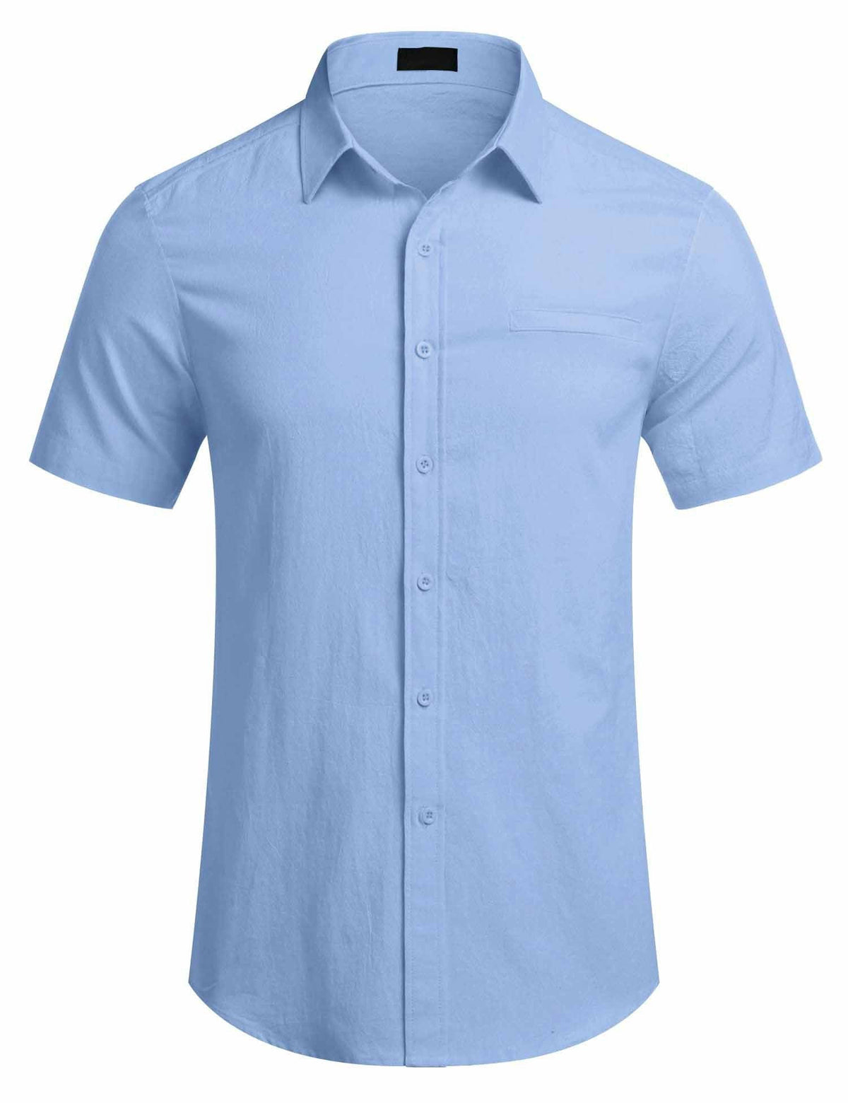 Men's Fake Pocket Linen Shirt Short Sleeve Button Up Shirt Summer Beach Hawaiian Shirt